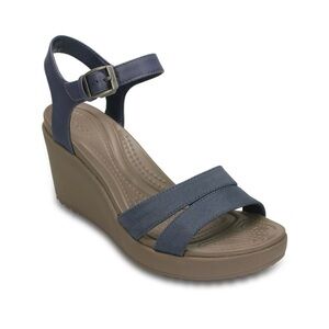 New CROCS Blue and Brown Women’s Wedge Sandals with Ankle Adjustable Strap‎ 10